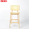 Luxury Kitchen Fancy Rattan Plastic Wicker Back Rest Bent Wood Seat Chairs Bar Stools