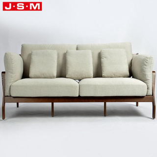 Modern Furniture Lounge Living Room Wooden White Fabric I Shape 3 Seater Sofa