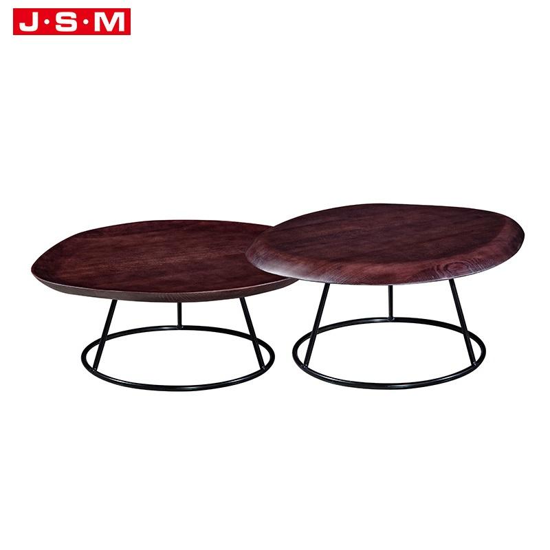 Cheap Modern Restaurant Furniture Coffee Dining Metal Base Table Wooden Dining Table