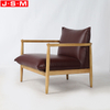Home Furniture Leather Cushion Seat Hotel Dining Chairs Wooden Base Armchair