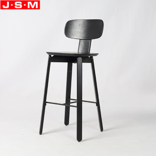 China Supplier Hotel 75cm Seat High Ash Timber Wooden Bar Stool Chair