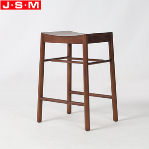 Hot Selling Brown Veneer Seat Timber Wooden Bar Stools Chair Without Back