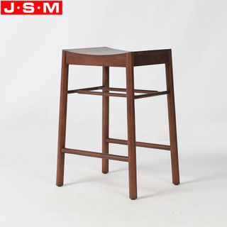 Hot Selling Brown Veneer Seat Timber Wooden Bar Stools Chair Without Back