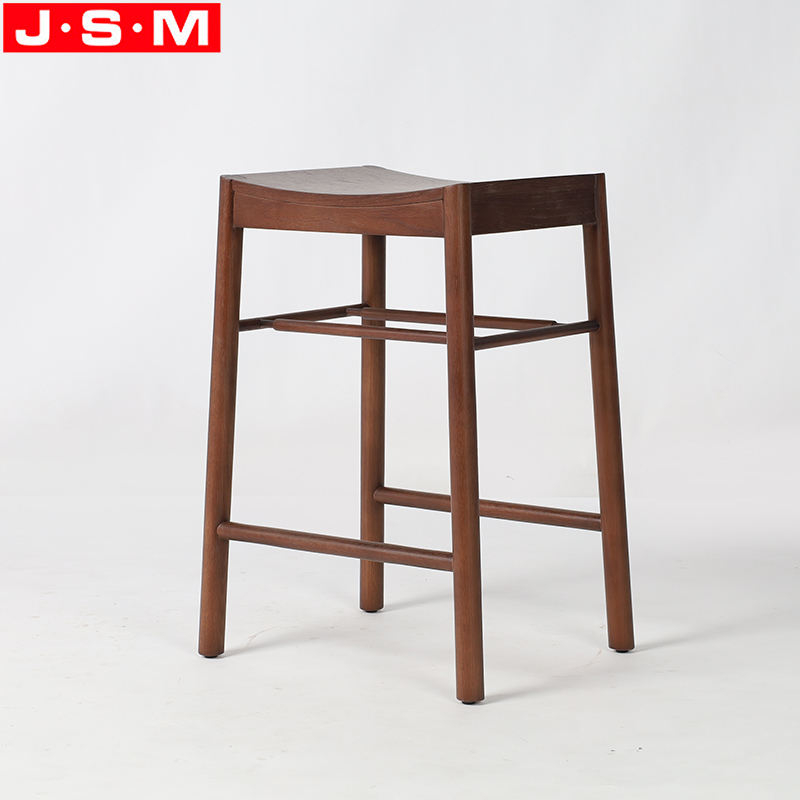 Hot Selling Brown Veneer Seat Timber Wooden Bar Stools Chair Without Back