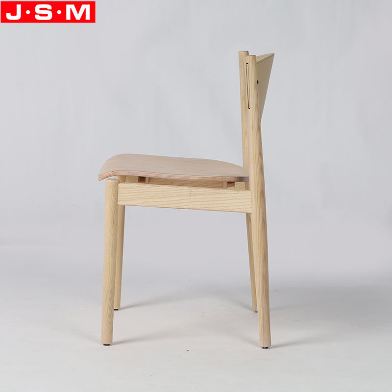 Living Furniture Simple Restaurant Dining Room Ash Timber Wooden Dining Chairs With Veneer Seat And Back