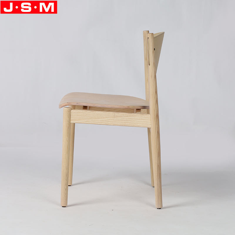 Living Furniture Simple Restaurant Dining Room Ash Timber Wooden Dining Chairs With Veneer Seat And Back