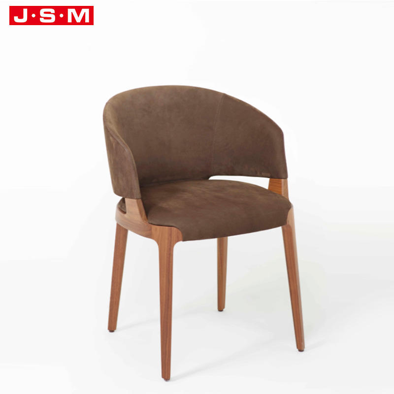 Classic Half Curved Back Living Furniture Minimalist Wood Arm Dining Chair
