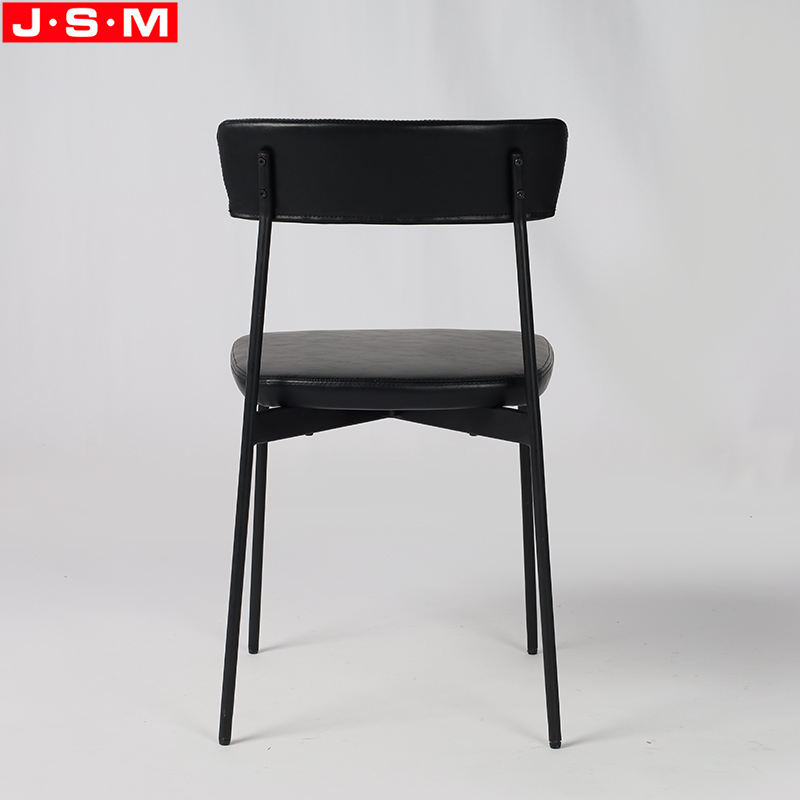 Metal Legs Restaurant Chair Black Home Dining Chair With Cushion Back And Seat