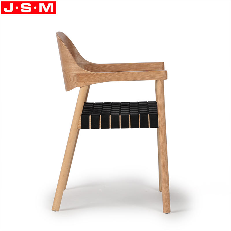 Modern Style Furniture Dining Room Chairs Black Belt Woven Wood Dining Chair