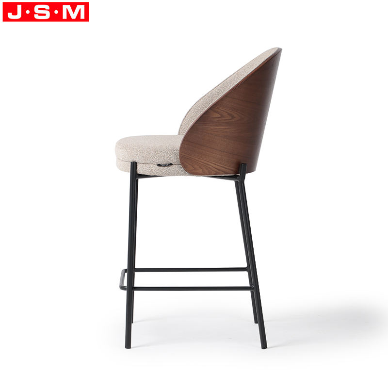 Contemporary Luxury Style High Chair Bar Stool Upholstered Metal Barstool