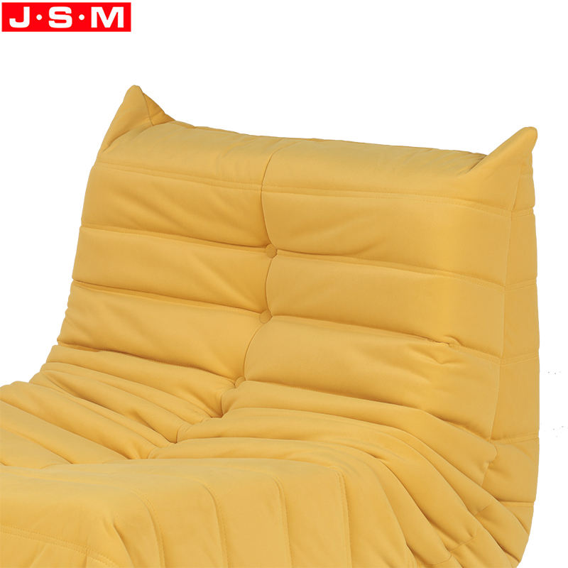 Living Room Yellow Floor Seating Sofa Chair Fabric Pleated Upholstery Comfortable Lazy Lounge Couch Sofa