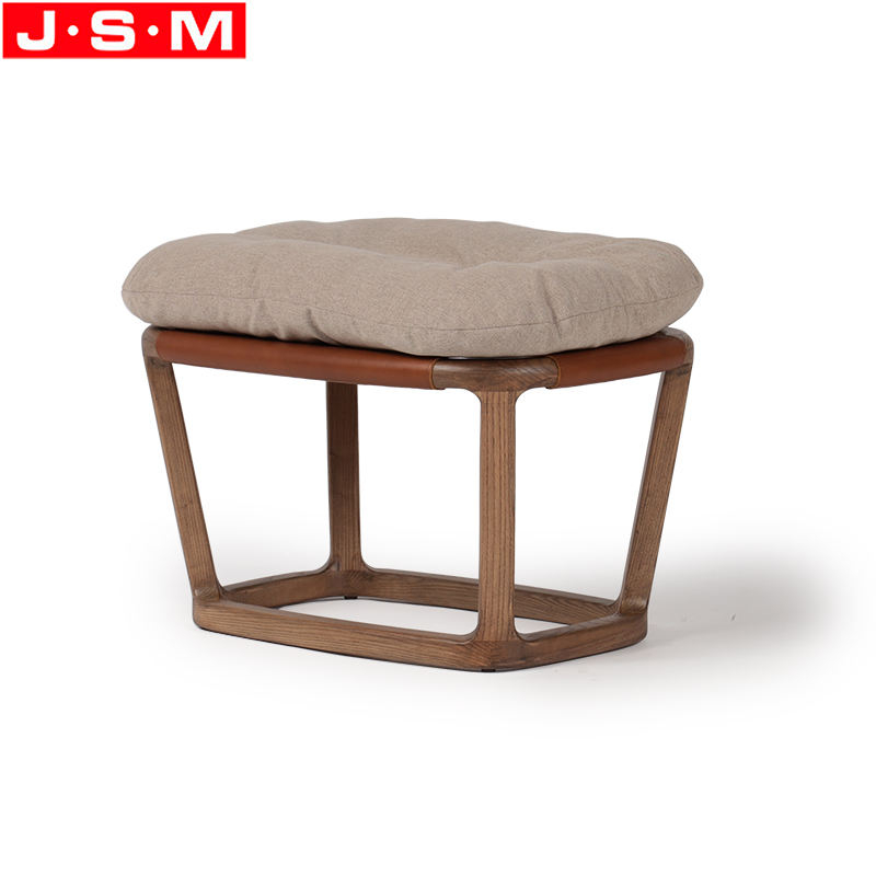 Balcony Furniture Single Seat Ottoman American Ash Fram Fabric Or Pu Upholstery Stool Ottoman