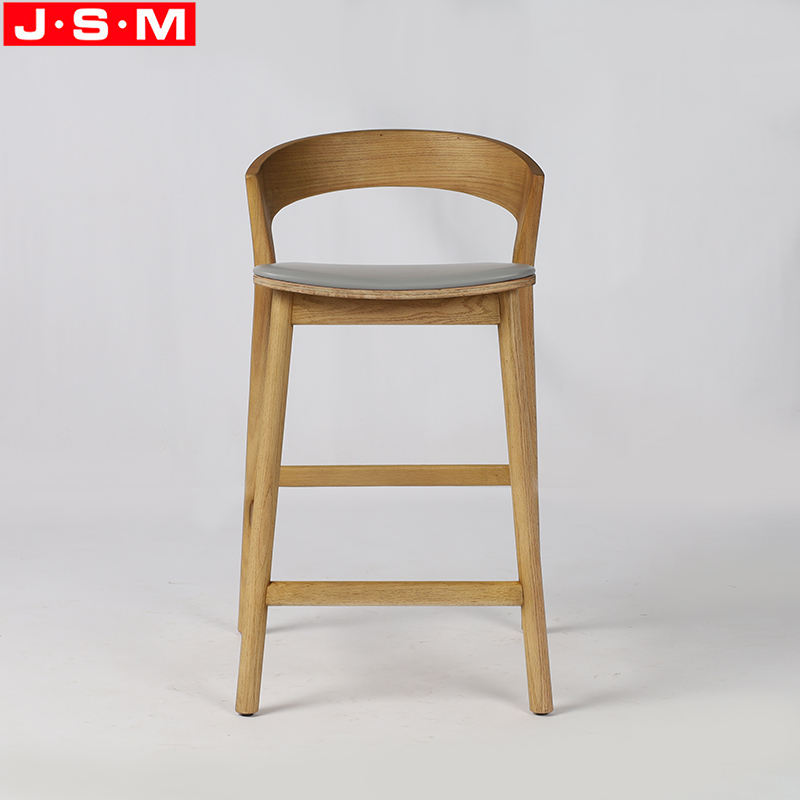 Good Quality Nordic Wood Furniture Red Oak Timber Frame Bar Chair Wood High Bar Stool