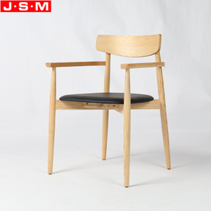 Cushion Seat Restaurant Ash Timber Dining Room Wooden Dining Chair With Armrest