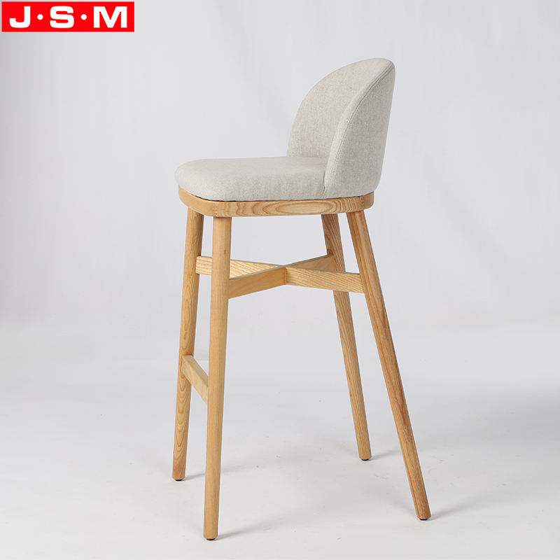 Counter Top Restaurant Hotel Wooden Frame Bar Stools For Restaurants Kitchen White Seat