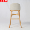 Counter Top Restaurant Hotel Wooden Frame Bar Stools For Restaurants Kitchen White Seat
