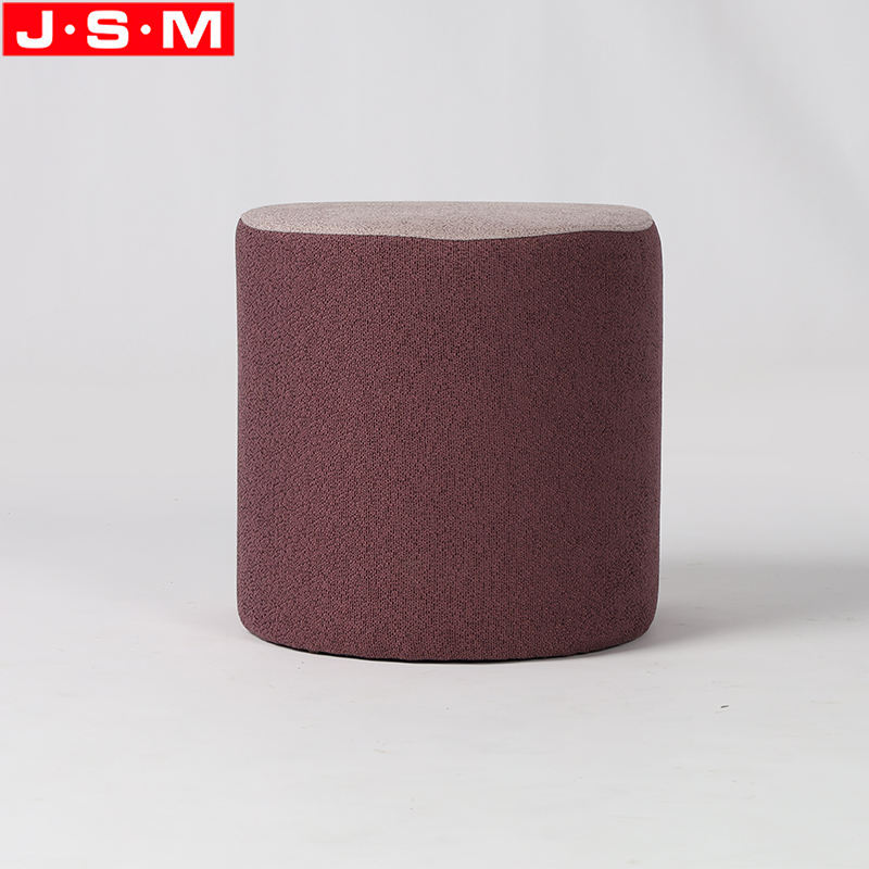 Decorated Upholstered Living Room Ottoman Fabric Wooden Frame Ottoman Stools