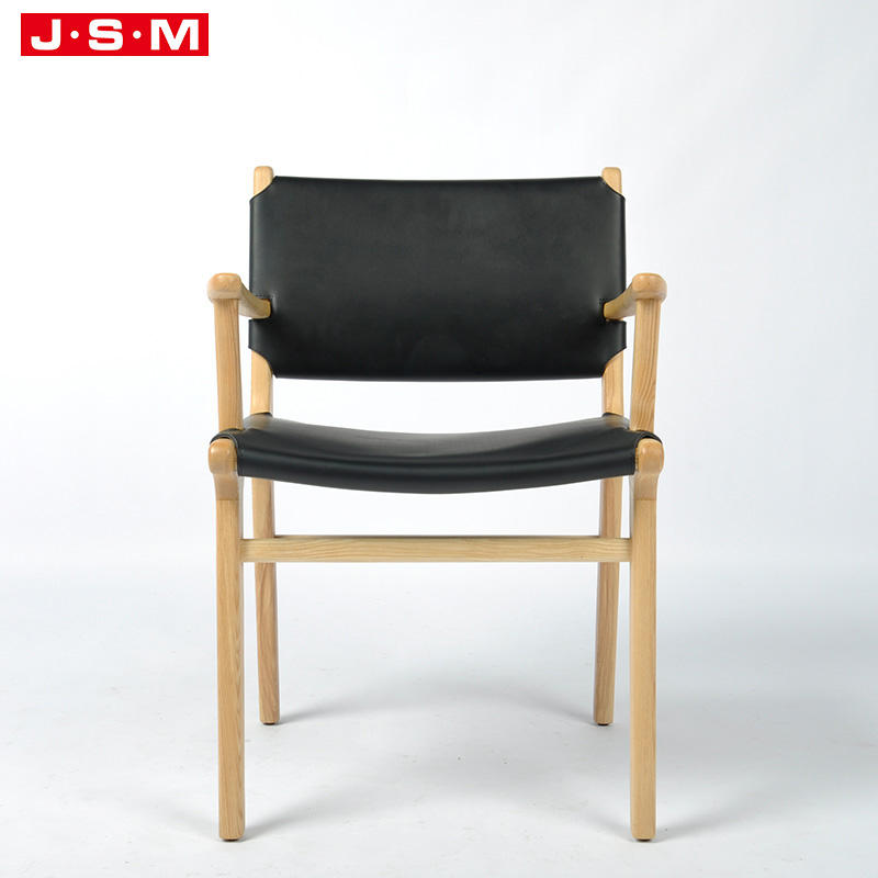 Modern Design Grey Fabric Upholstered Woven Belt Artificial Leather Dining Chair