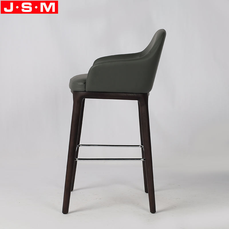 High Quality Nordic Vintage Unbacked Outdoor Wooden Frame Patio Padded Bar Chair