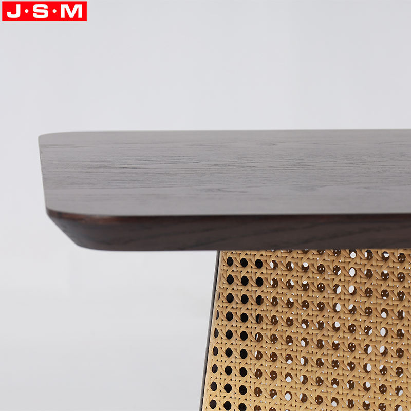 New Design Wooden Ash Timber Tea Table PE Plastic Ratte Decoration Coffee Table