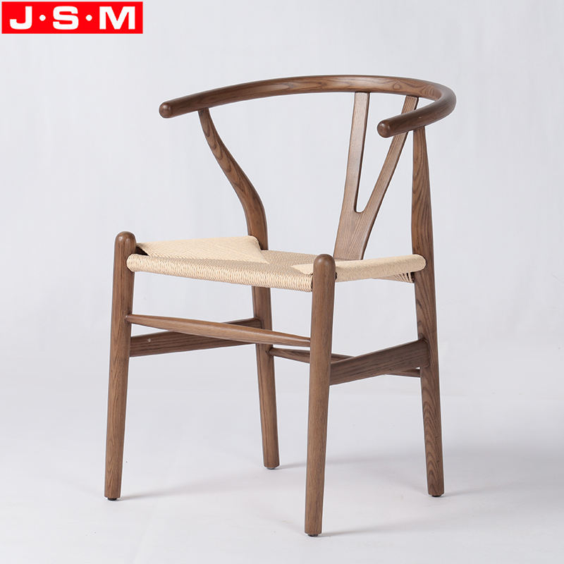 Durable Paper Rope Seat Dining Chairs Ash Timber Restaurant Chairs