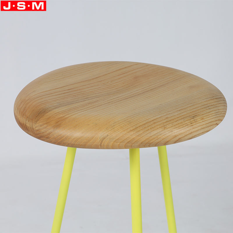 Metal Outdoor Modern Kitchen High Stools Ash Timbe Seat Bar Chair For Restaurant