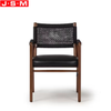 Hot Selling Luxury Quality Dinning Leather Cotton Rope Woven Back Dining Chair