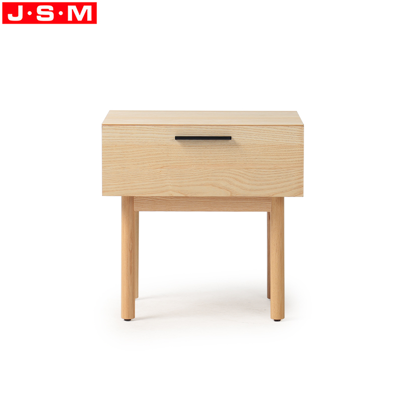 Customized Ash Wood Frame Bedroom Furniture With Storage Drawers Modern Bedside Table For Bedroom