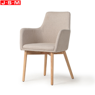 Modern Home Style Dining Chairs Elegant Fabric Upholstery Coffee Shop Ash Wood Dinning Arm Chair