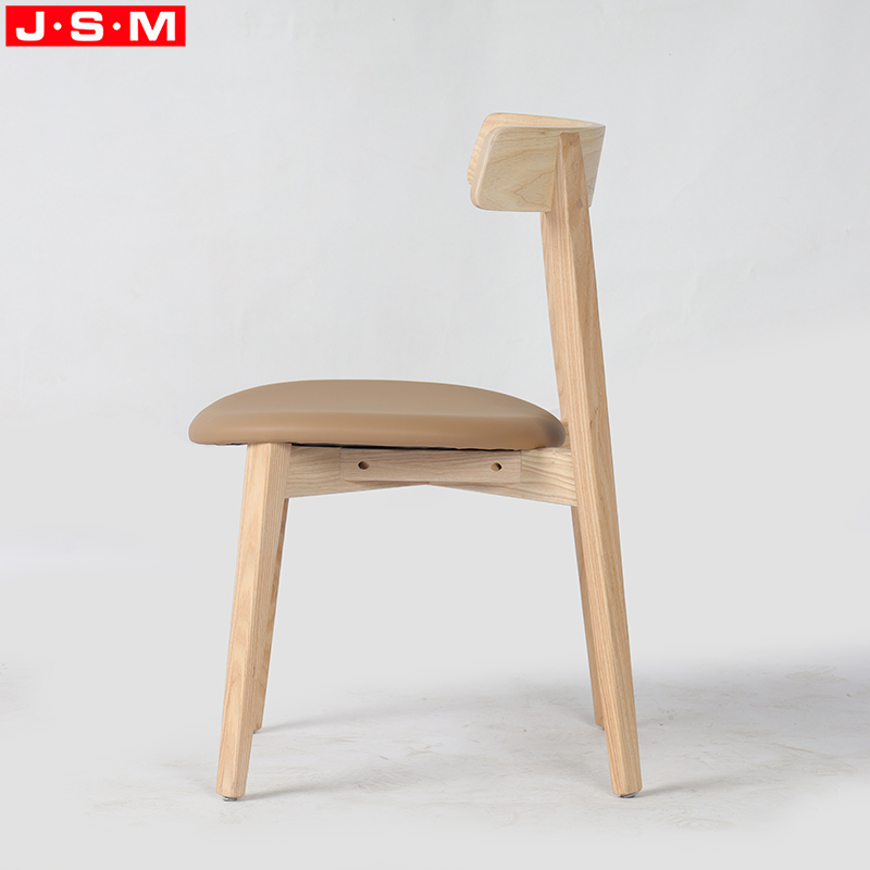Ash Timber Frame Chairs Restaurant Cushion Back Nordic Dining Chair With Metal Leg