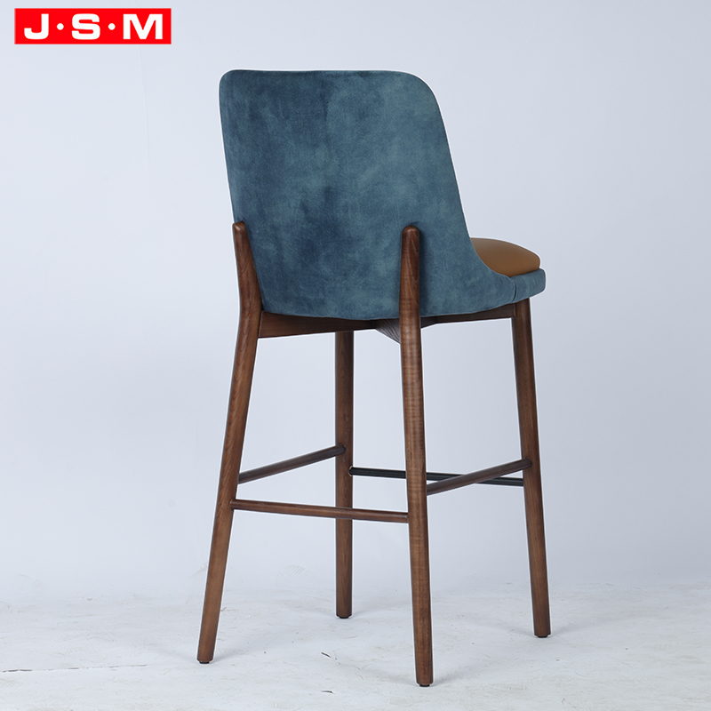 Luxury Modern Bar Chairs Stools Restaurant Nordic Breakfast Velvet Leather Wood Stool High Counter Bar Chair