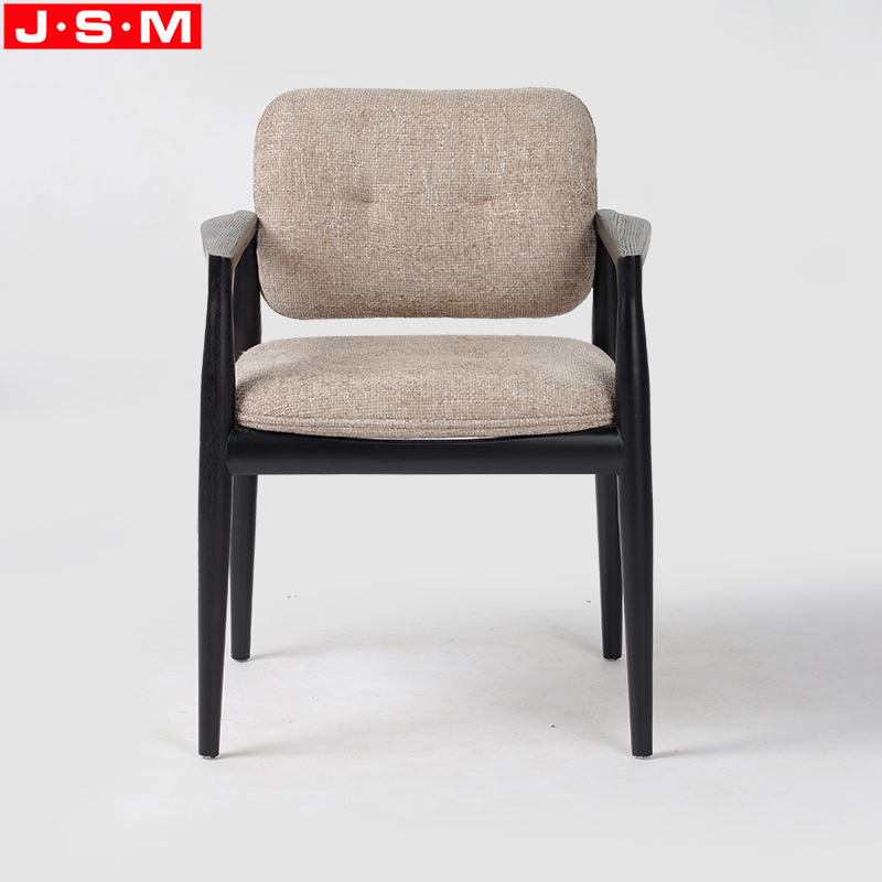 Modern Dining Chair Style Dining Chairs Elegant Fabric Upholstery Coffee Shop Ash Wood Dinning Arm Chair