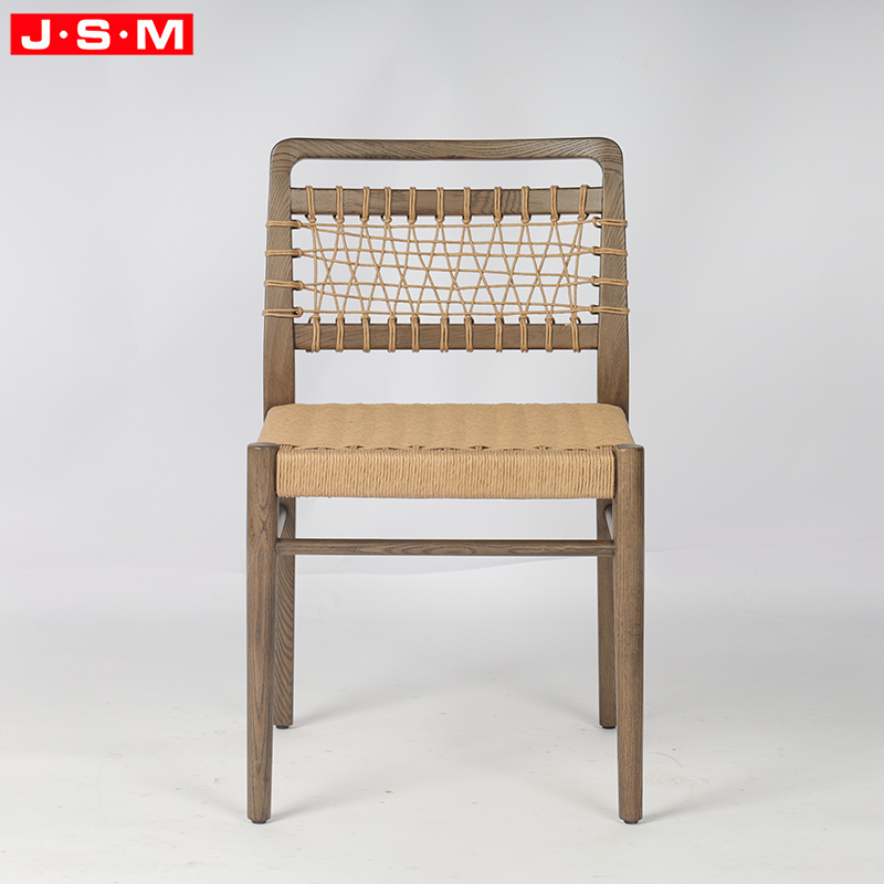 Rusticcafefurniture Sillas De Comedor Nordic Solid Wood Dining Chair American Paper Rope Back and Seat Wooden Dining Chair