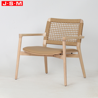 Lounge Chair Banquet Chairs Retro Furniture Hotel Lounge Reception Cushion Seat Paper Rope Back Ash Timber Frame